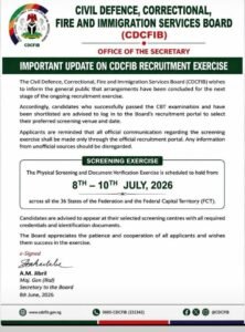 CDCFIB Recruitment Screening 2026