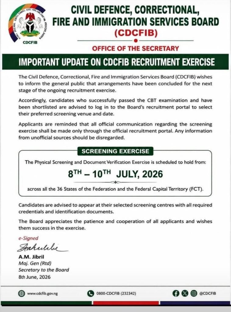 CDCFIB Recruitment Screening 2026